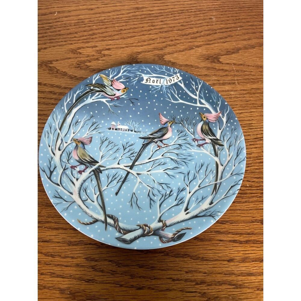 Haviland Limoges Collectible Vintage Plate 1973 Four Calling Birds
